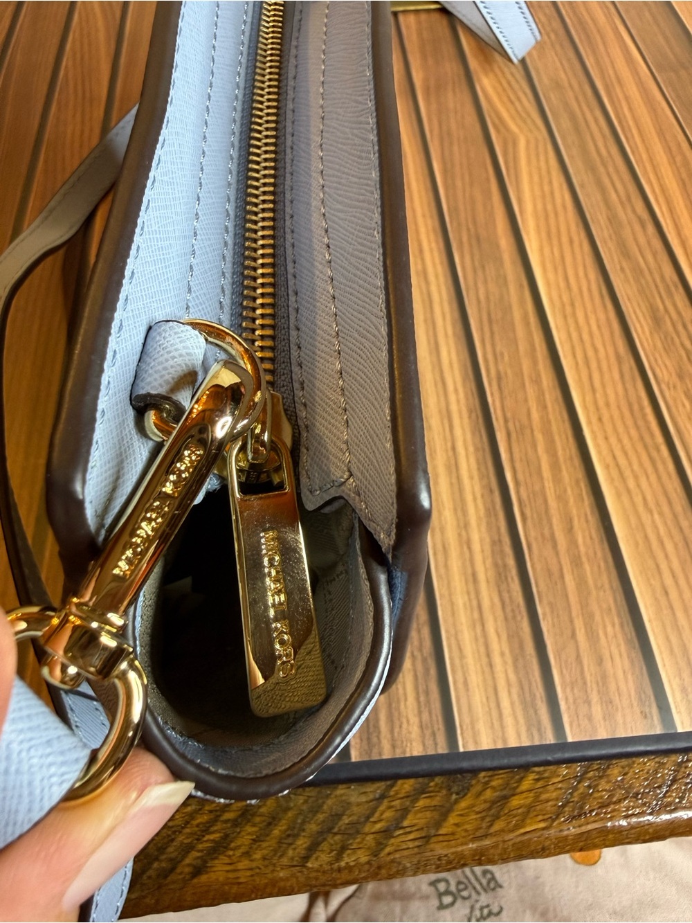 Michael Kors Selma Mini Saffiano Leather Blue Crossbody Bag 32H3GLMC1L - Picture 4 of 14